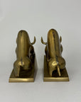 Vintage Brass Charging Bulls-A Pair