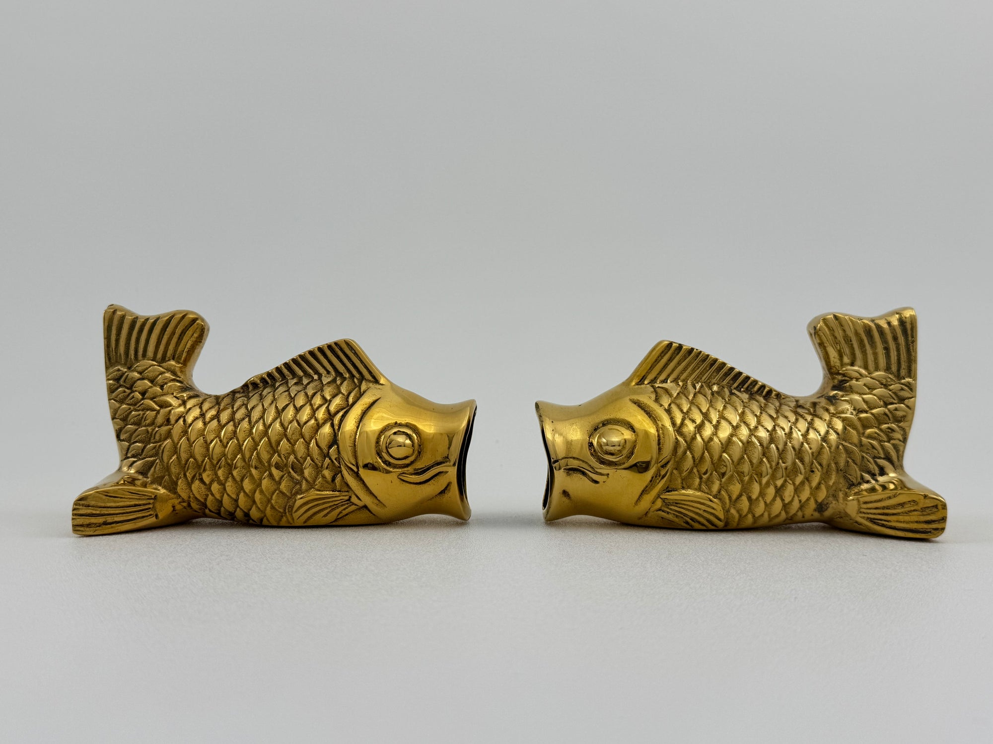Vintage Brass Fish Vases-A Pair