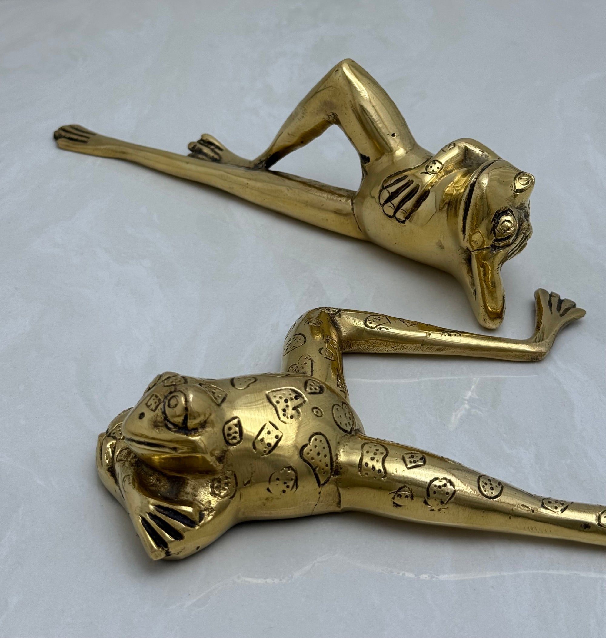 Long Legged Brass Frogs-A Pair