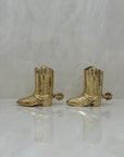 Small Vintage Brass Cowboy Boot Vases-A Pair