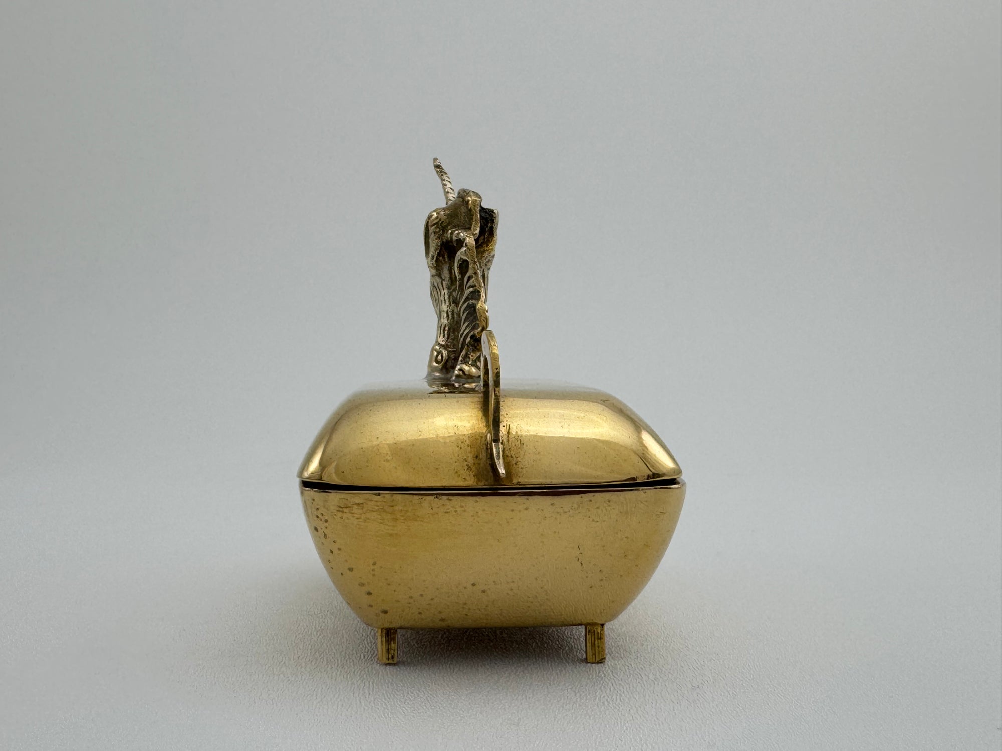 Vintage Brass Unicorn Trinket Box