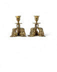 Vintage Brass Elephant Candleholders-A Pair