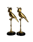 Hollywood Regency Brass Cockatoo Pair on Marble – Mid-Century Modern Elegance