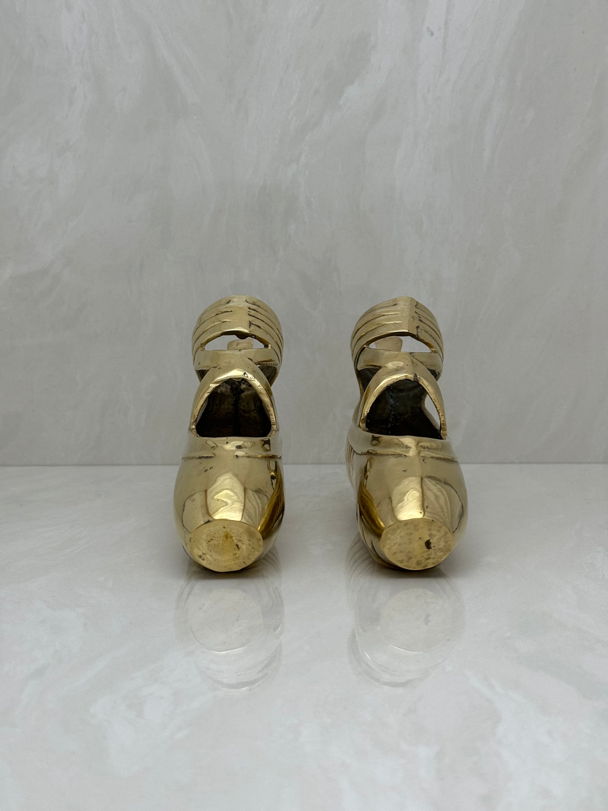 Pretty Brass Ballerina Slippers -A Pair