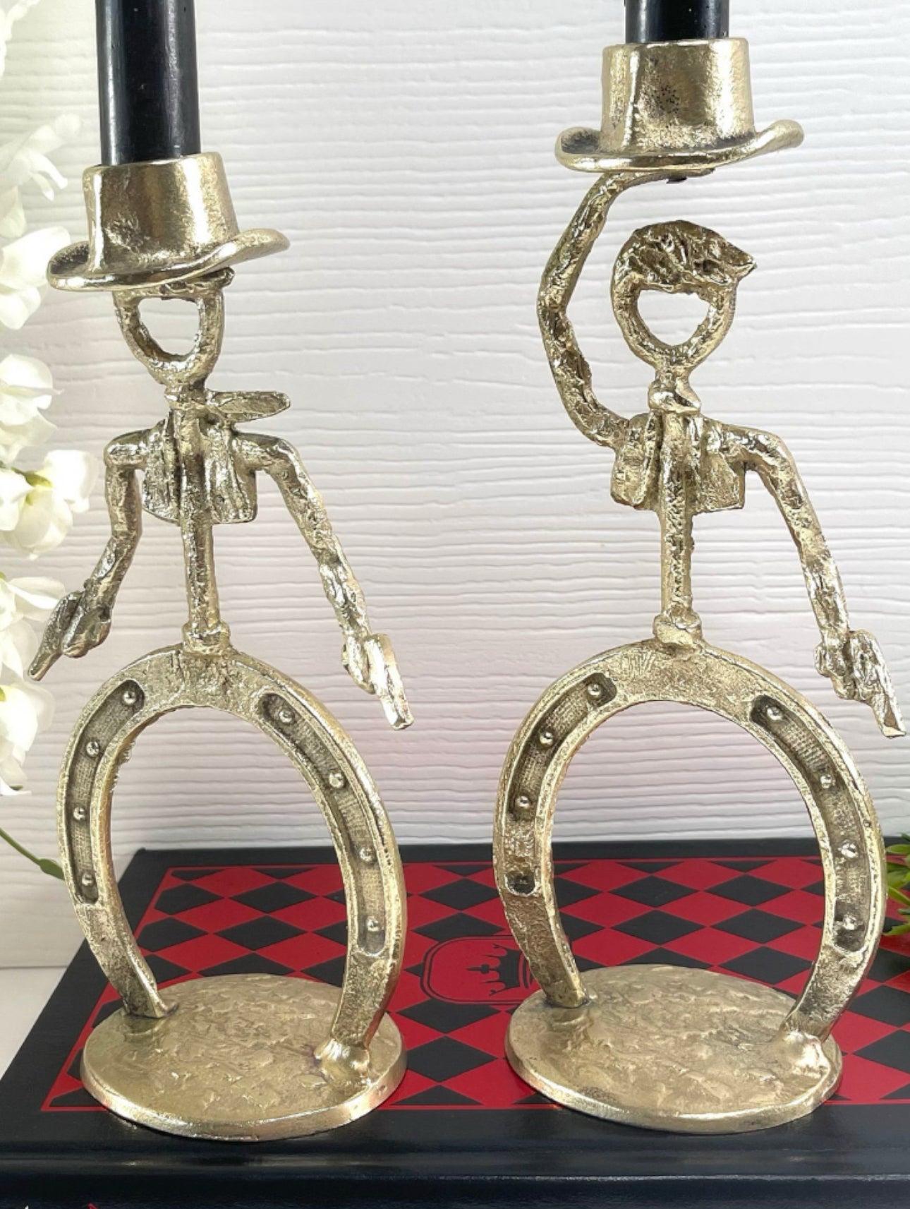 Gunslinger Brothers&#39; Brass Candlestick Holders- A Pair