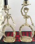 Gunslinger Brothers' Brass Candlestick Holders- A Pair