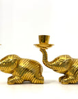 Vintage Brass Elephant Candle Holders | Lucky Trunk Pair