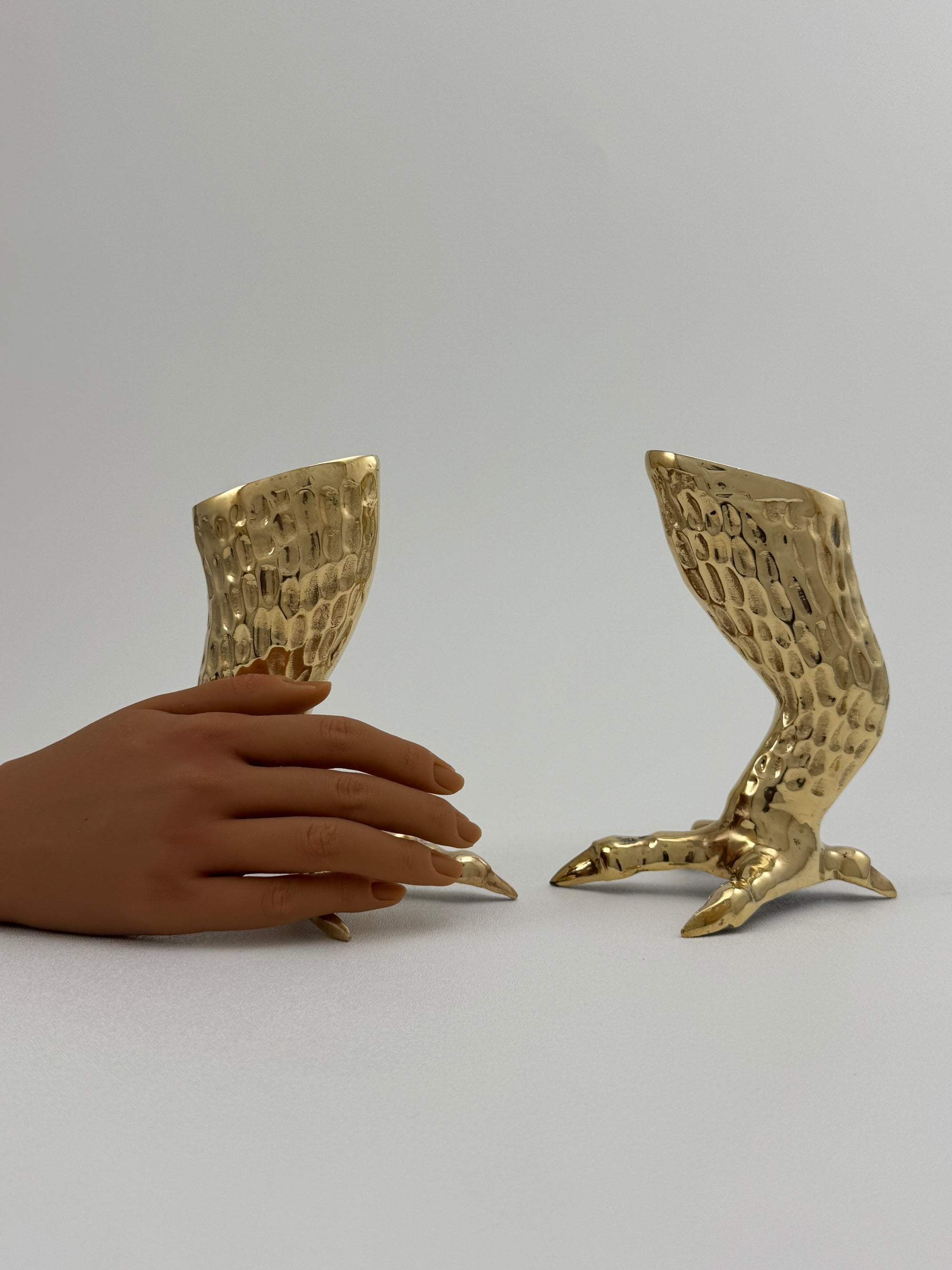 Pair of Vintage Brass Eagle Talon Candlesticks