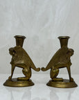 Vintage Brass Winged Sphinx Candleholders-A Pair