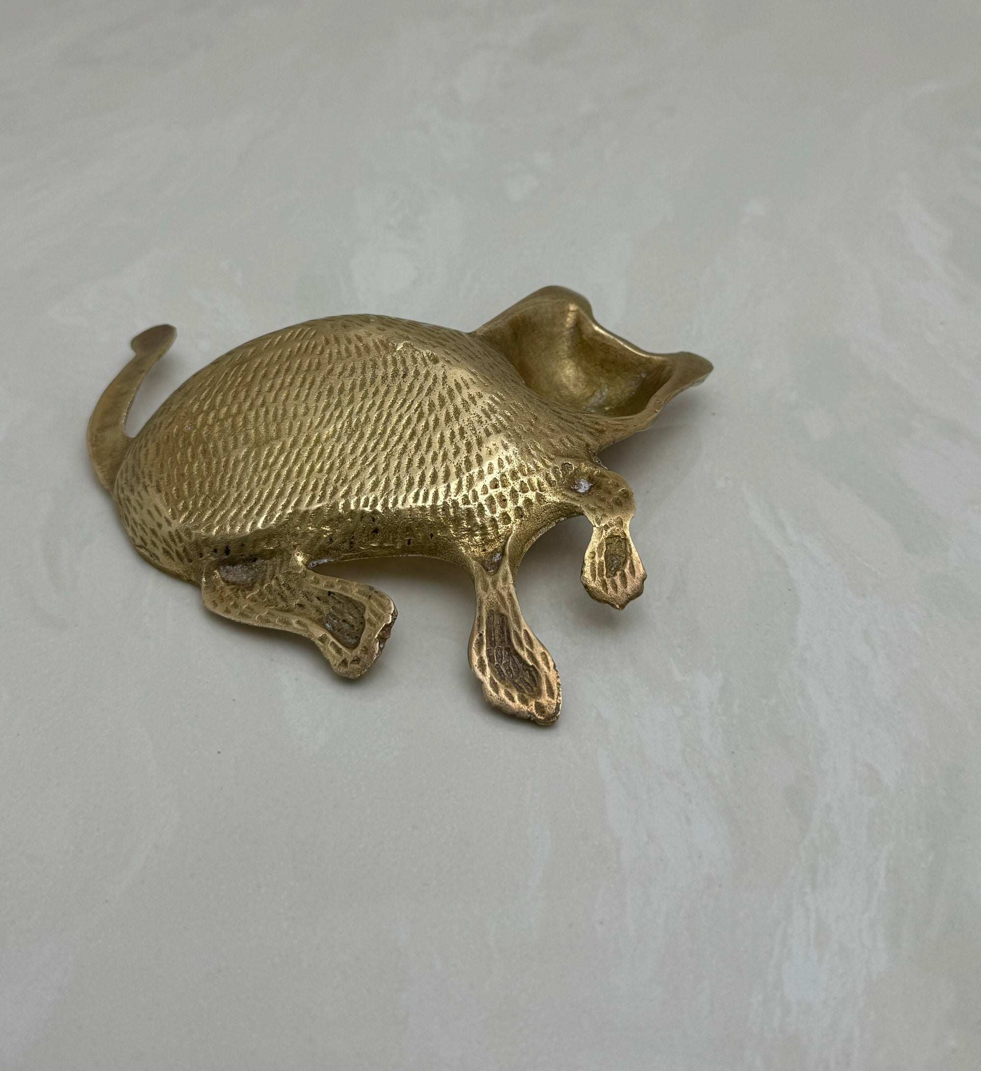Vintage Brass Cat Shaped Ring Or Small Trinket Dish