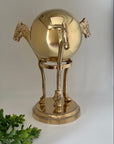 Vintage Brass Horsehead Stand with Gazing Ball