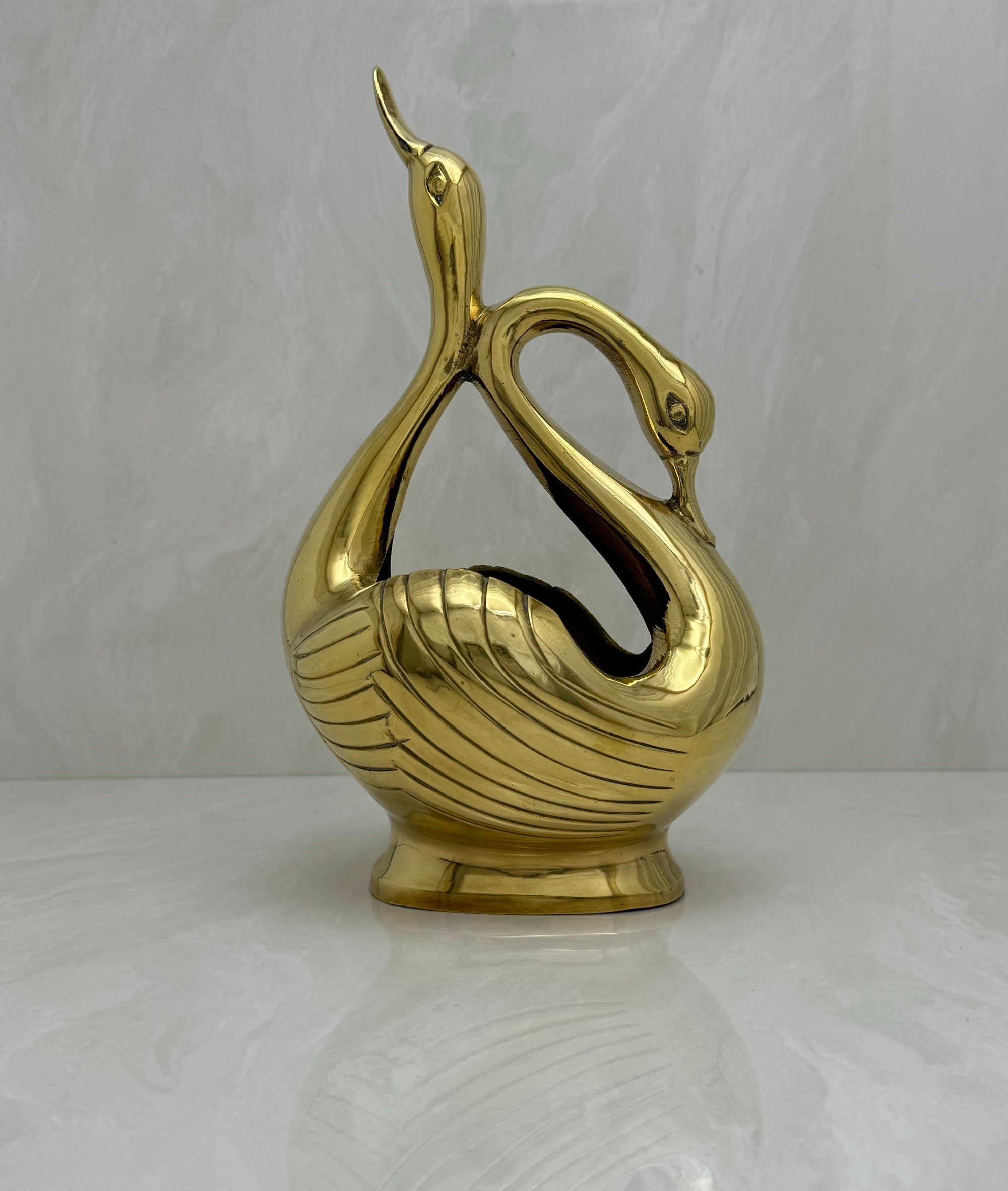 Vintage Brass Swan Planter