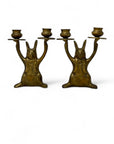 Vintage Brass Rabbit Candleholders-A Pair