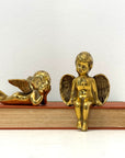Vintage Polished Brass Cherub Angels — Set of Two Mid-Century Figurines