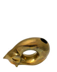 Rare Vintage Brass Ikebana Vase – Sleeping Cat Form | Mid-Century Modern Sculptural Art Vessel