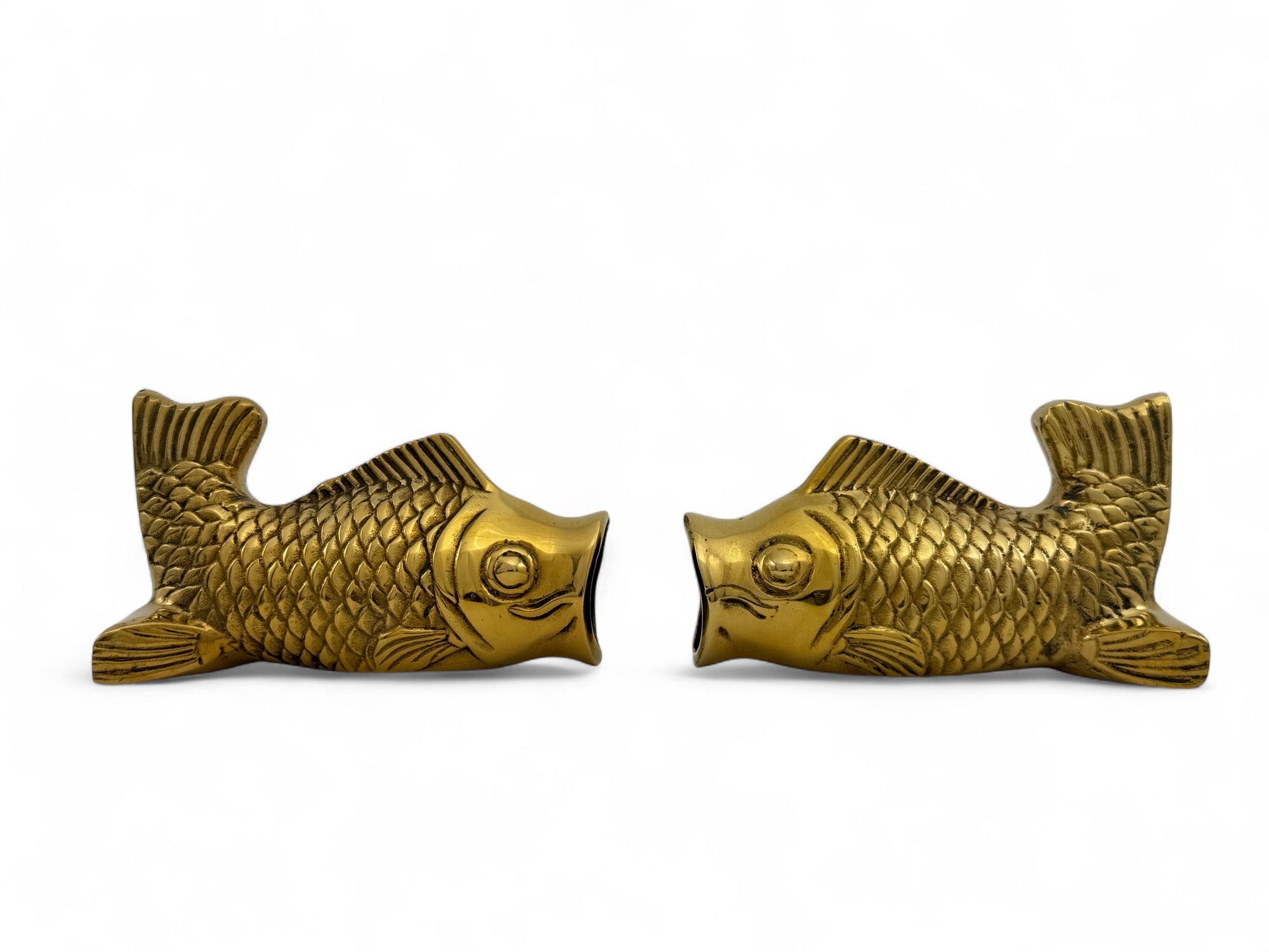 Vintage Brass Fish Vases-A Pair