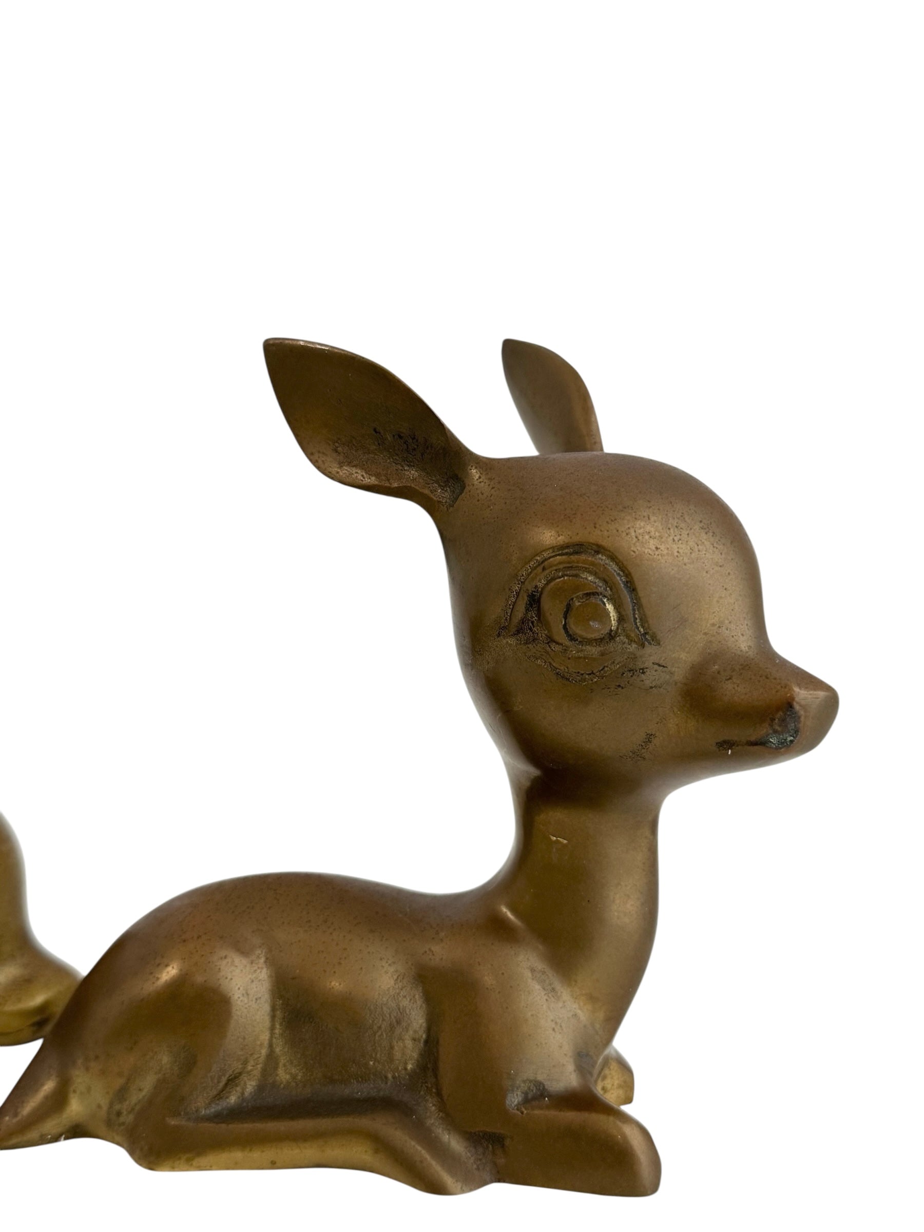 Vintage Brass Resting Deer Pair
