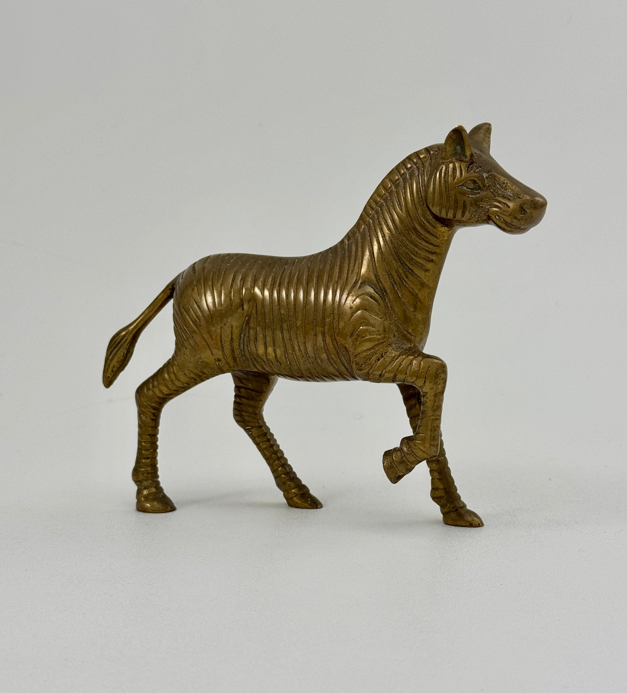 Vintage Brass Zebra Figurine – Safari Animal Sculpture | Hollywood Regency &amp; Mid-Century Modern Decor