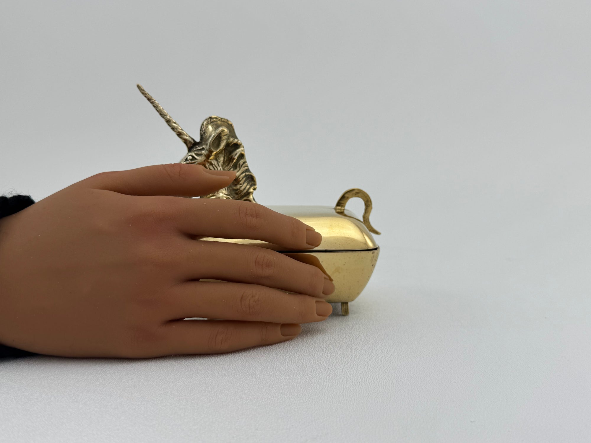 Vintage Brass Unicorn Trinket Box