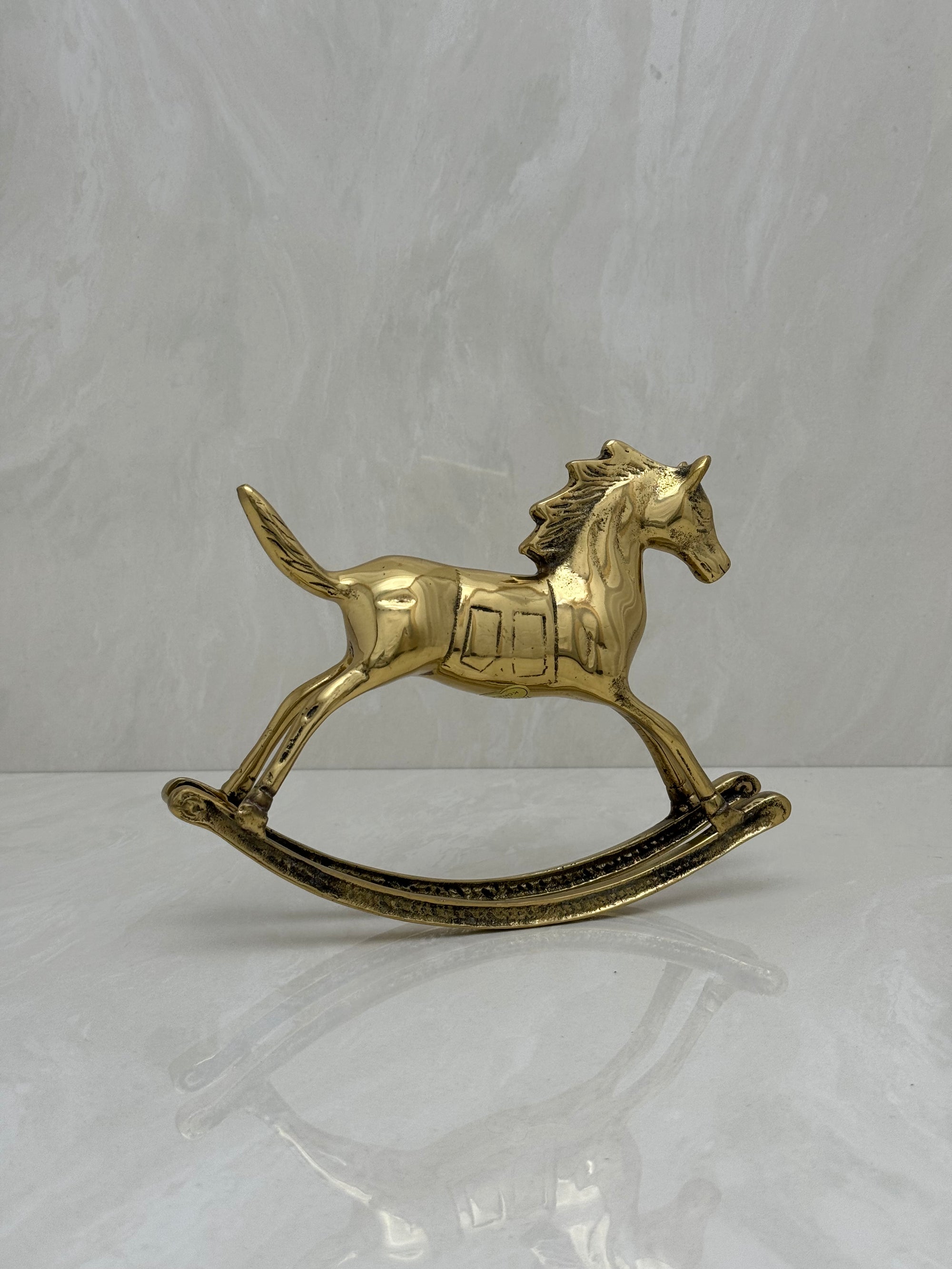 Vintage Brass Rocking Horse Figurine