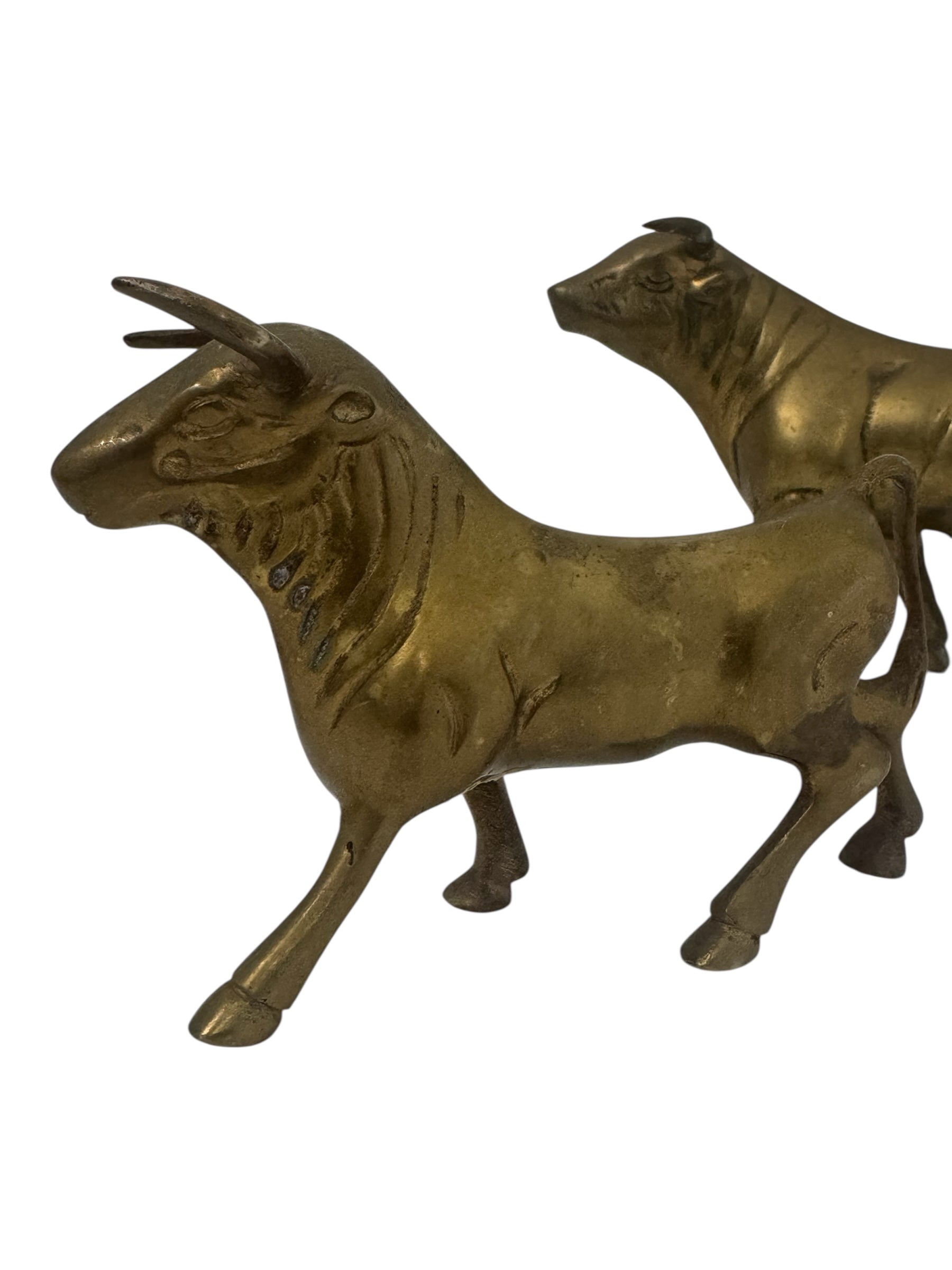 Vintage Brass Bull Figurines – Pair of Mid-Century Modern Bulls