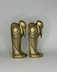 Tall Vintage Brass Pelican Bookends-A Pair