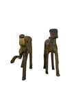 Vintage Mid-Century Brass Greyhound Dogs – Playful Pair of Sculptures