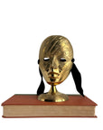 Vintage Brass Mask Sculpture on Stand