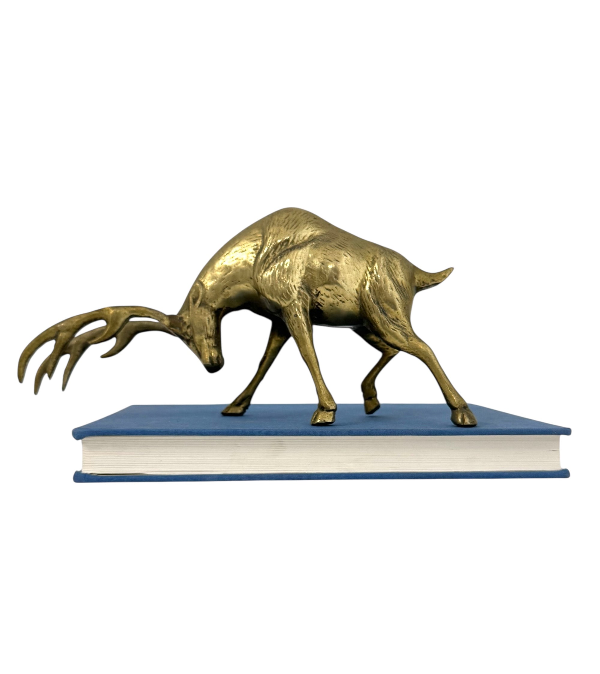 Vintage Brass Stag with Antlers – Hollywood Regency Mid-Century Style