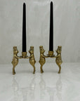 Vintage Bronze Pig Chef Candleholders-A Pair