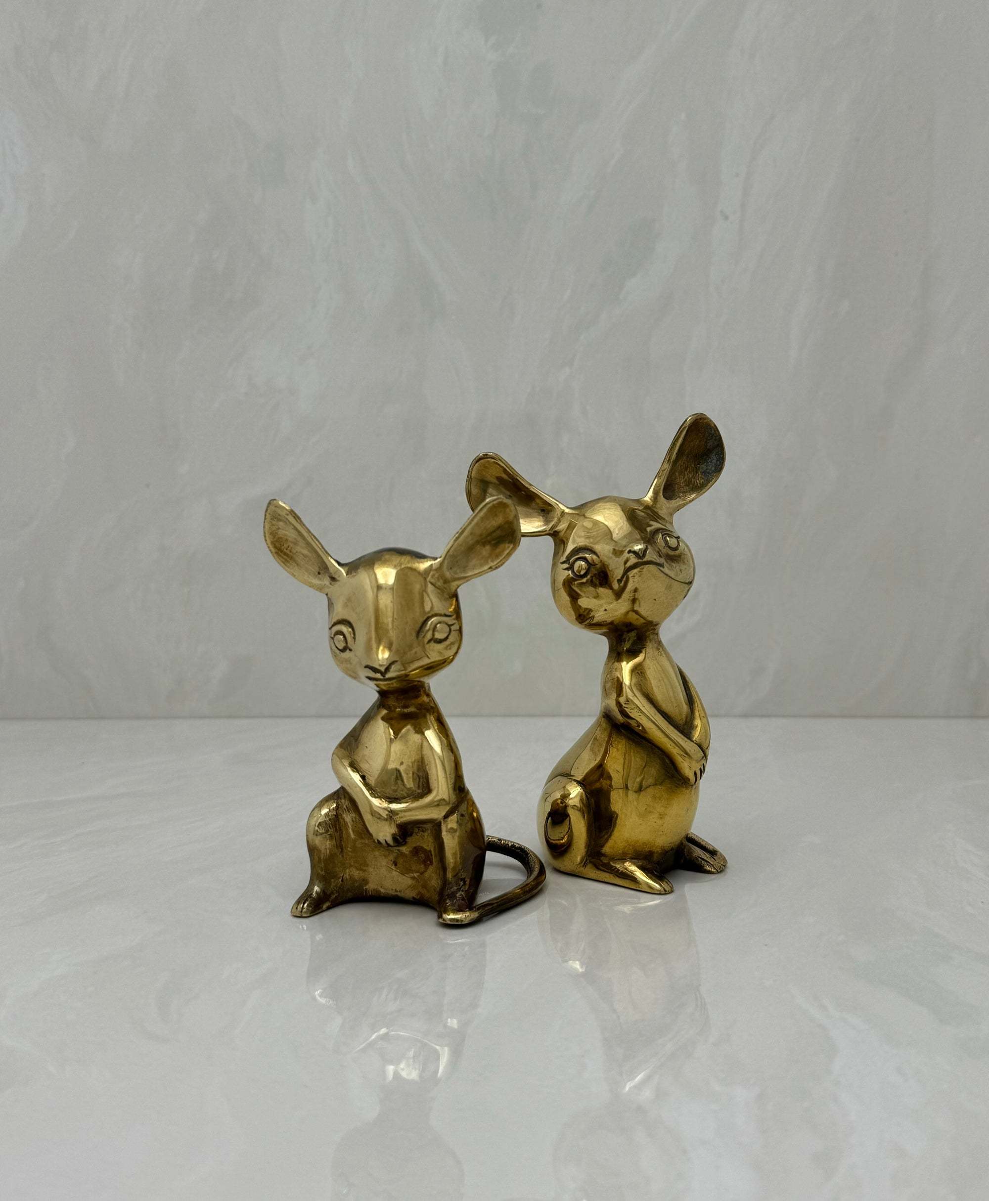 Vintage Brass Mice-A Pair