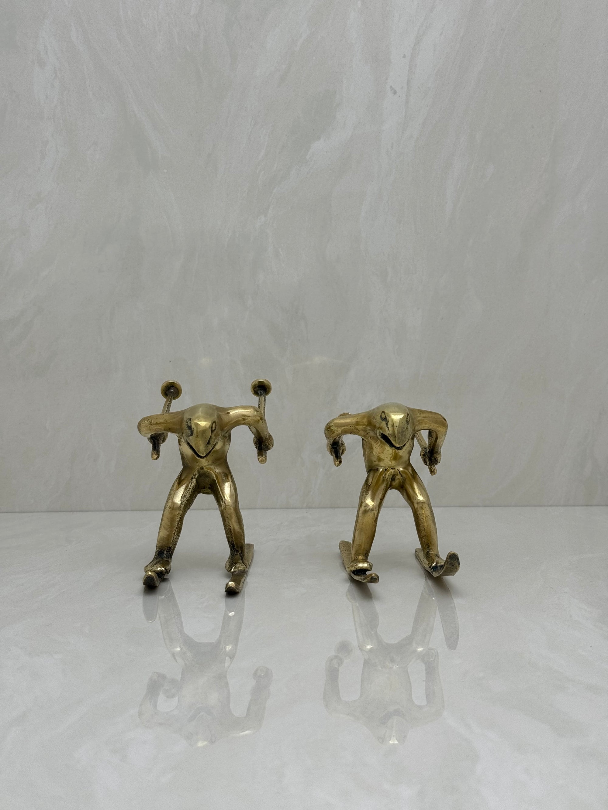 Vintage Bronze Skiing Frog Brothers