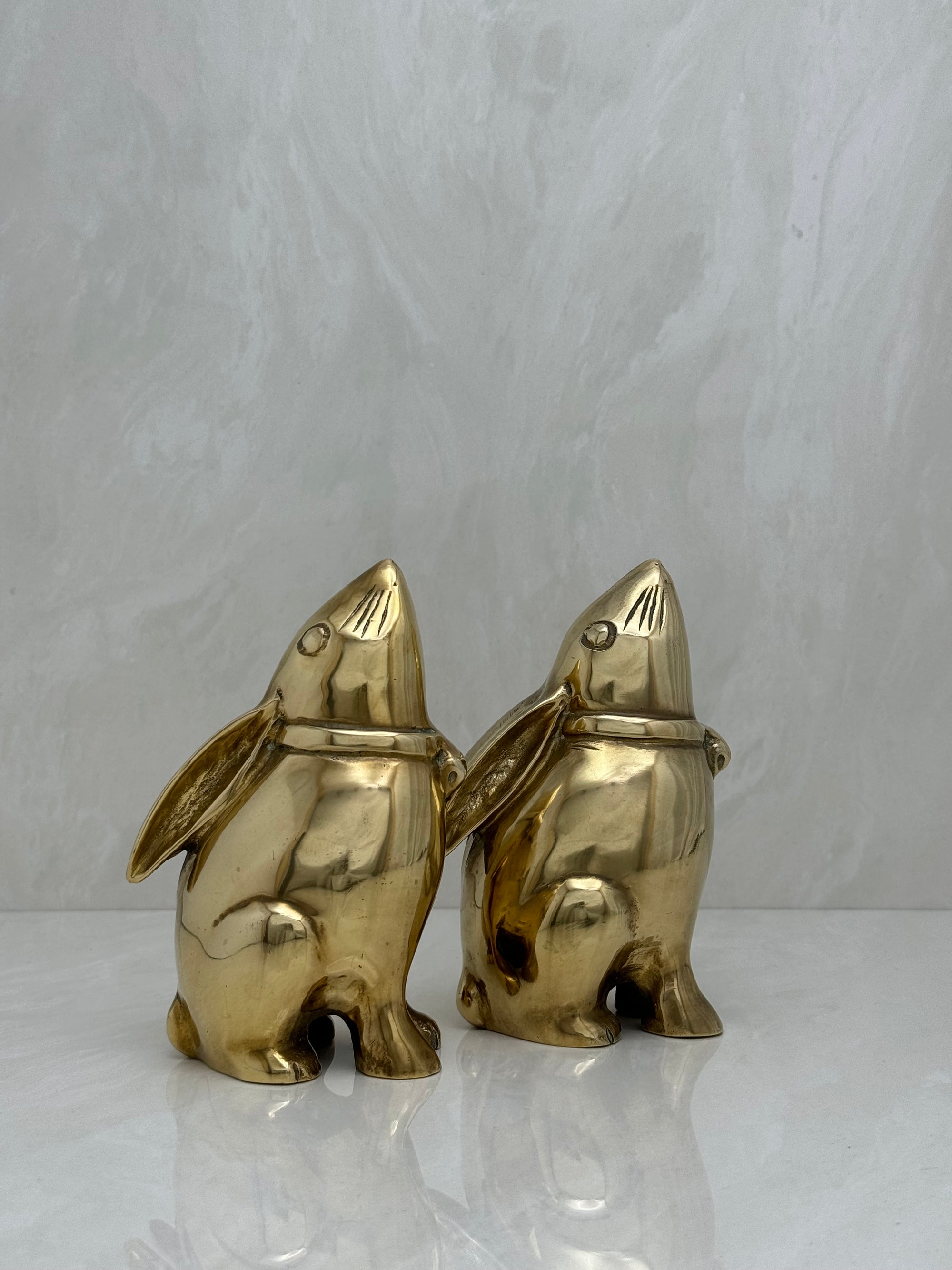 Vintage Brass Moon Gazing Bunnies-A Pair