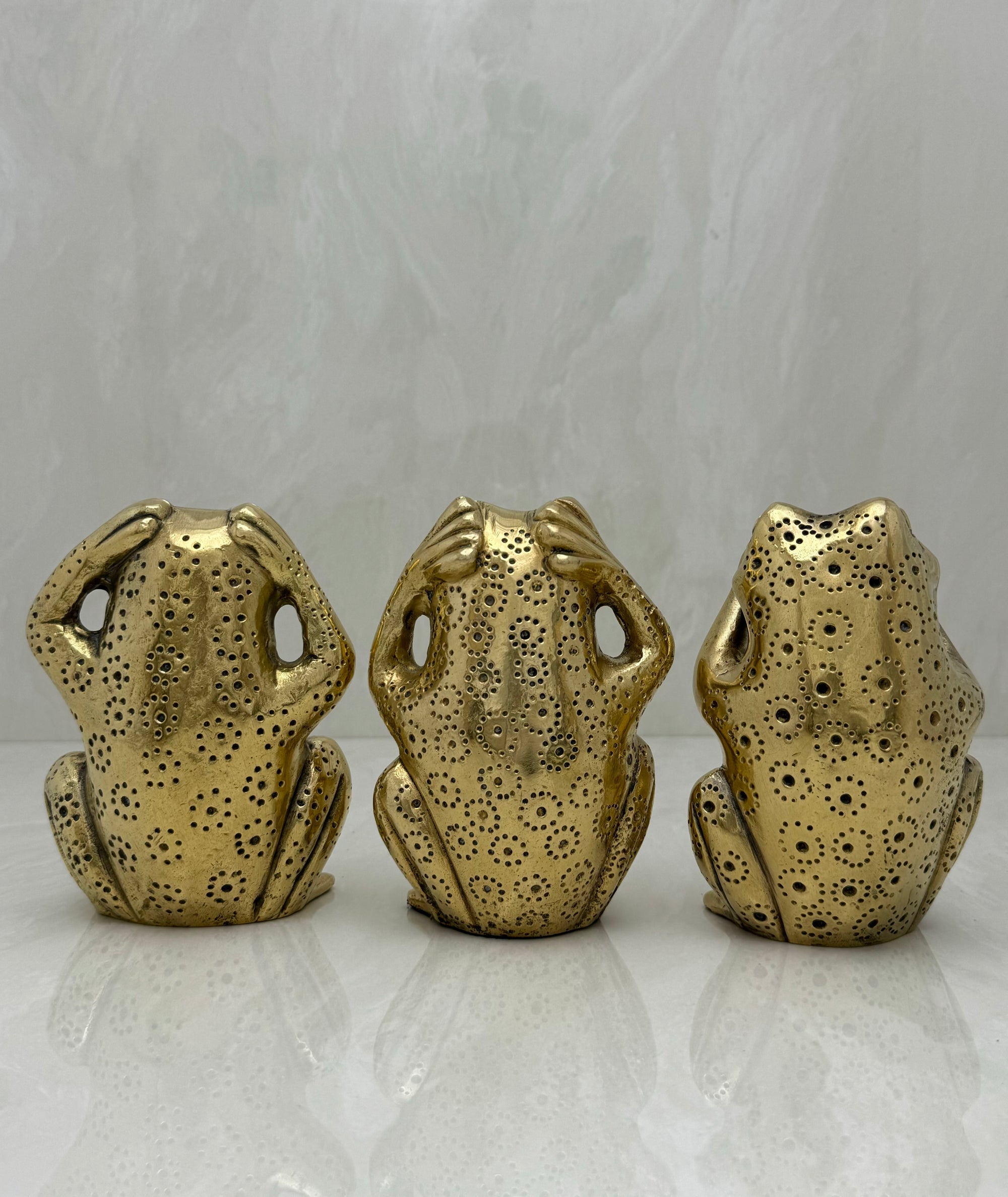 Vintage Morality Frogs Hear, Speak, See No Evil- A Set of Three