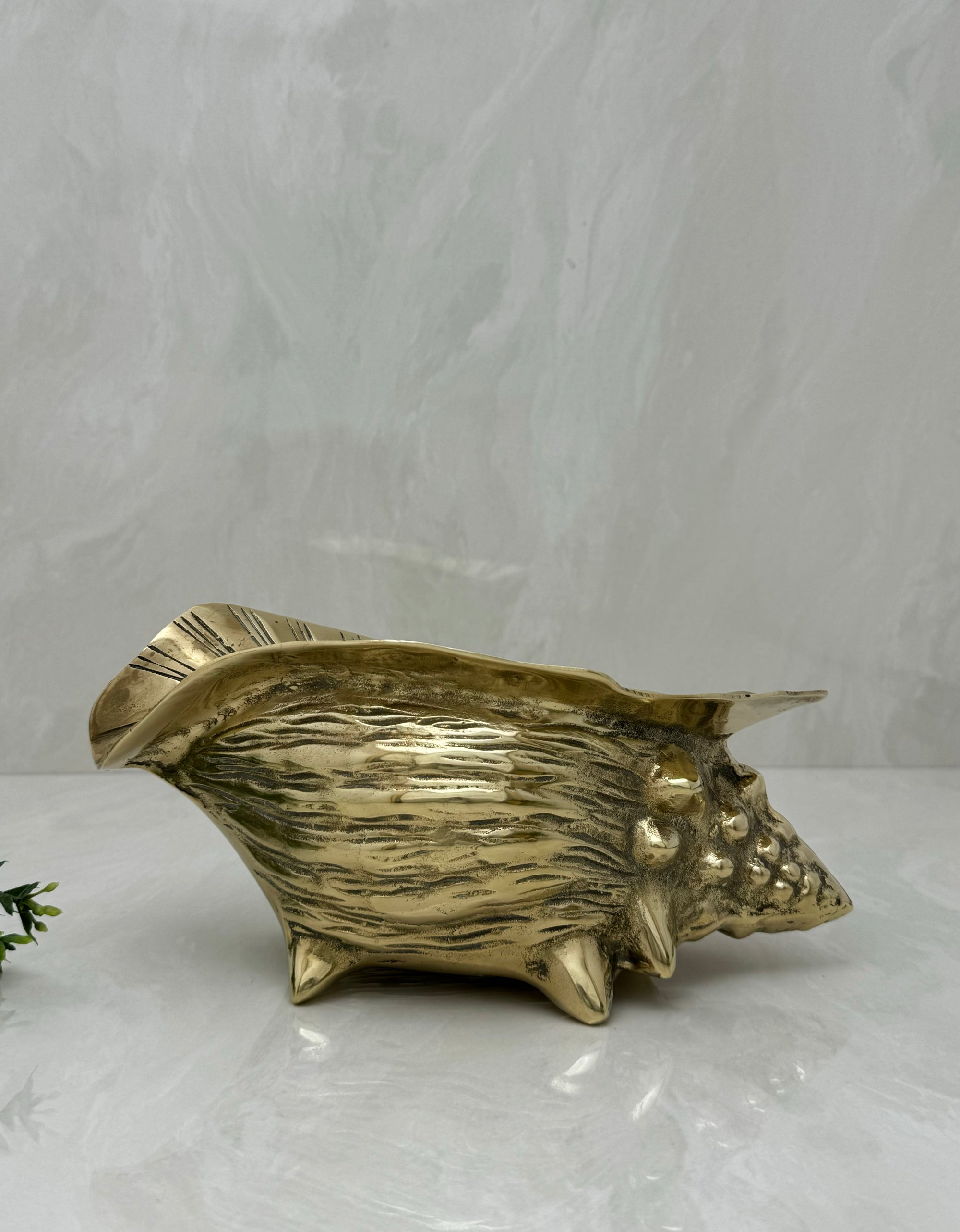 Vintage Nautical Brass Shell Planter