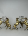 Pair of Horse Brass Stands with Crystal Candleholders Inserts