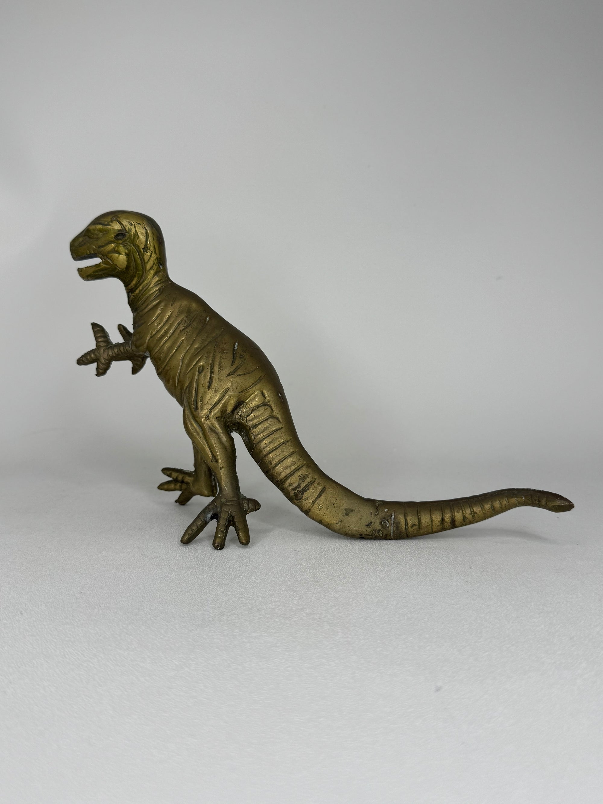 Vintage Brass Dinosaur Figurine / T-Rex Style Sculpture