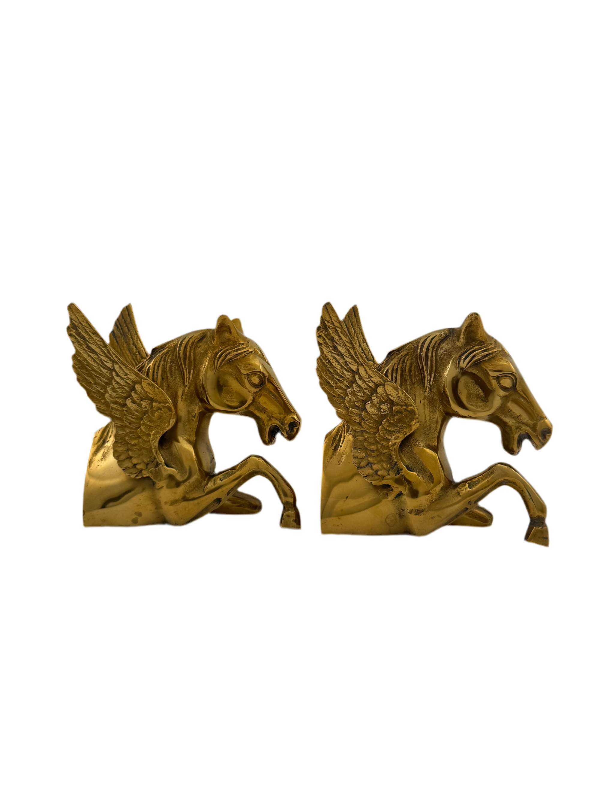 Vintage Brass Pegasus Bookends-A Pair