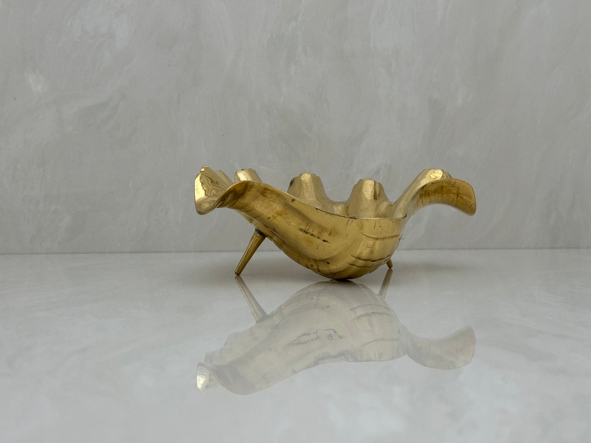 Vintage Brass Seashell Trinket Dish