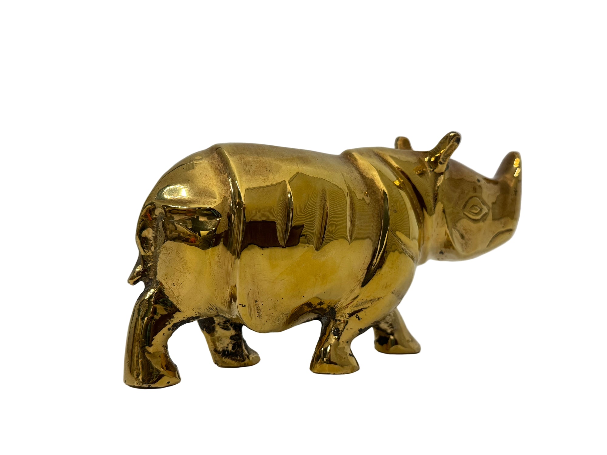 vintage brass rhinoceros