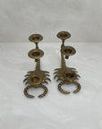 Naturally Aged Vintage Brass Scorpion Candelabras-A Pair