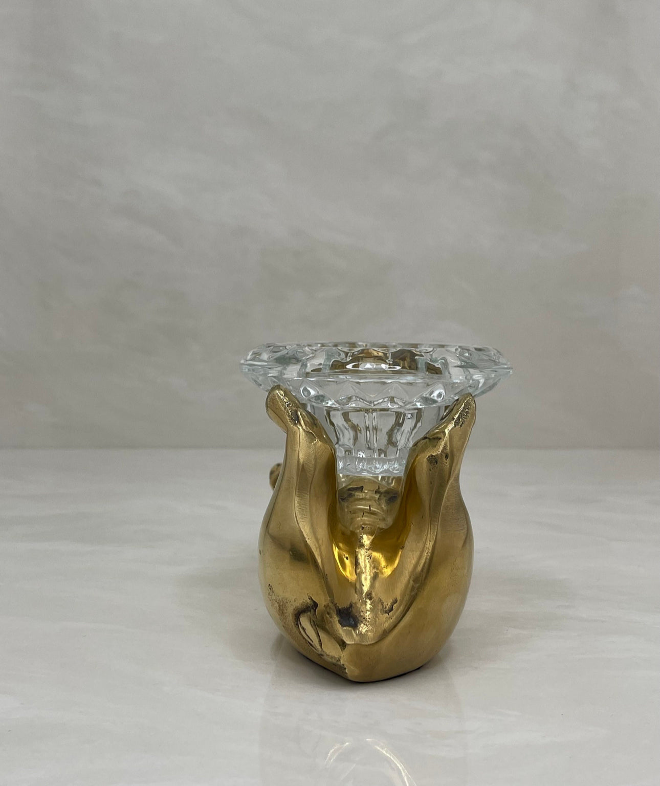 Vintage Brass Bear Candleholder