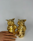 Pair of Vintage Brass Laughing Pig Figurines