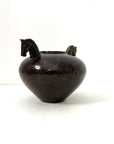 Vintage Bronze Horse Head Vessel | Dual Horse Sculpture Vase
