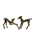 Vintage Mid-Century Brass Greyhound Dogs – Playful Pair of Sculptures