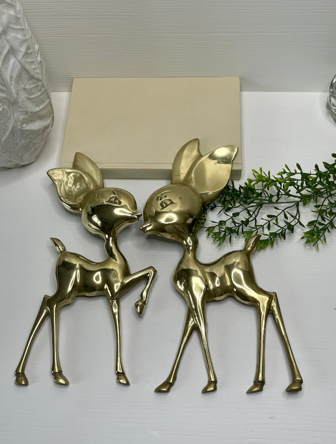 Vintage Brass Deer Wall Decor- A Pair