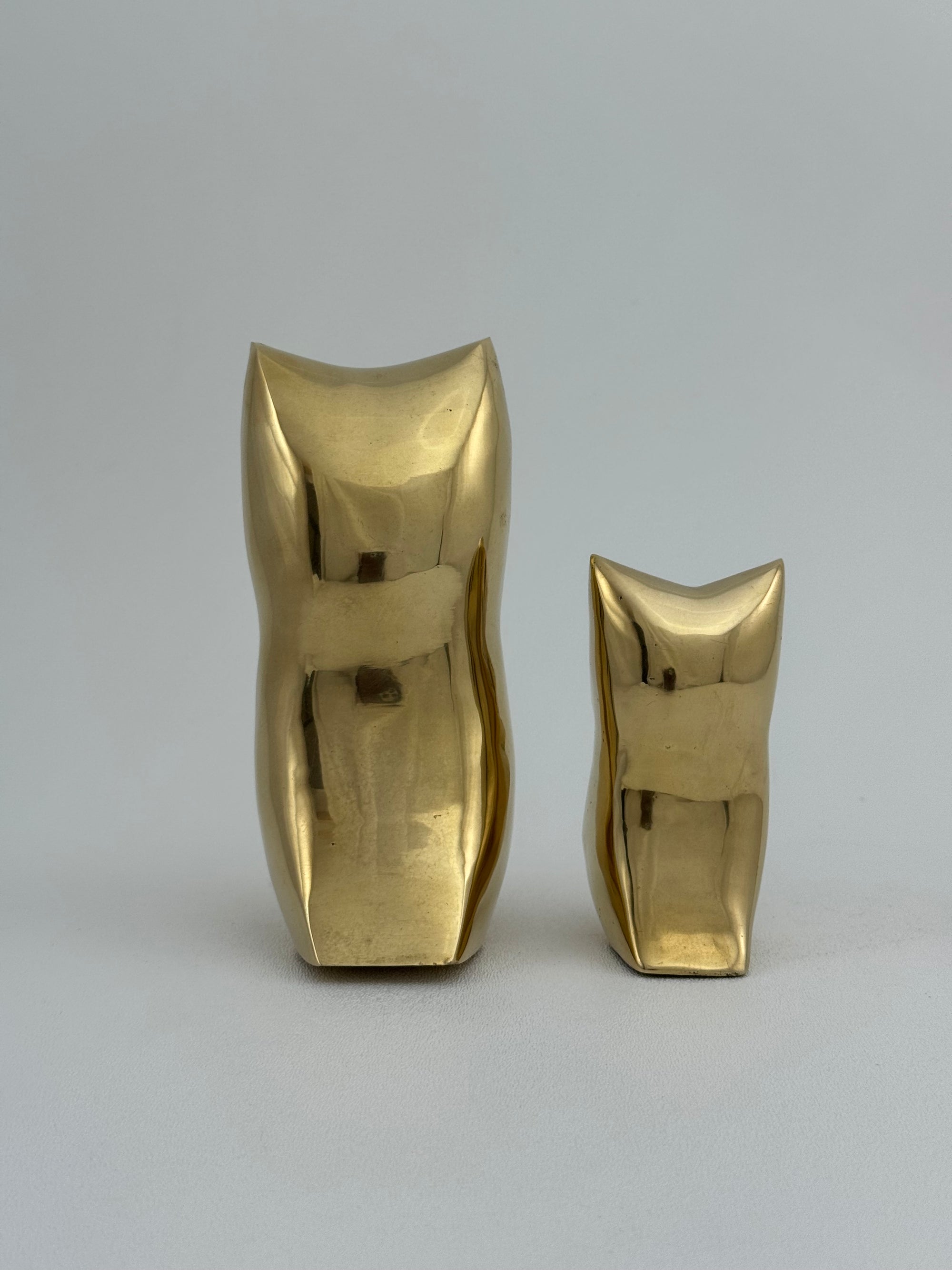 Vintage Brass Owl and Owlet-Pair
