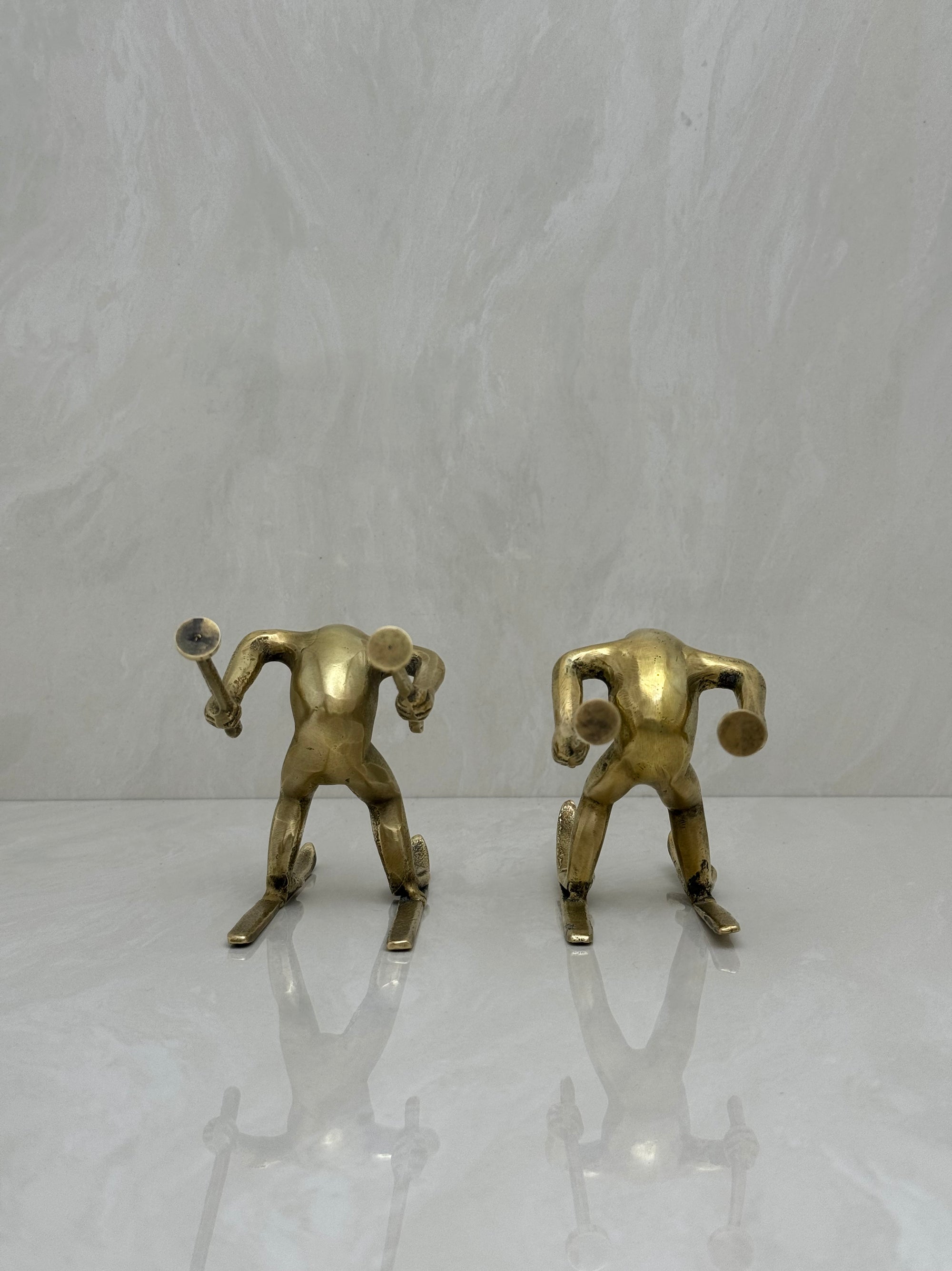 Vintage Bronze Skiing Frog Brothers