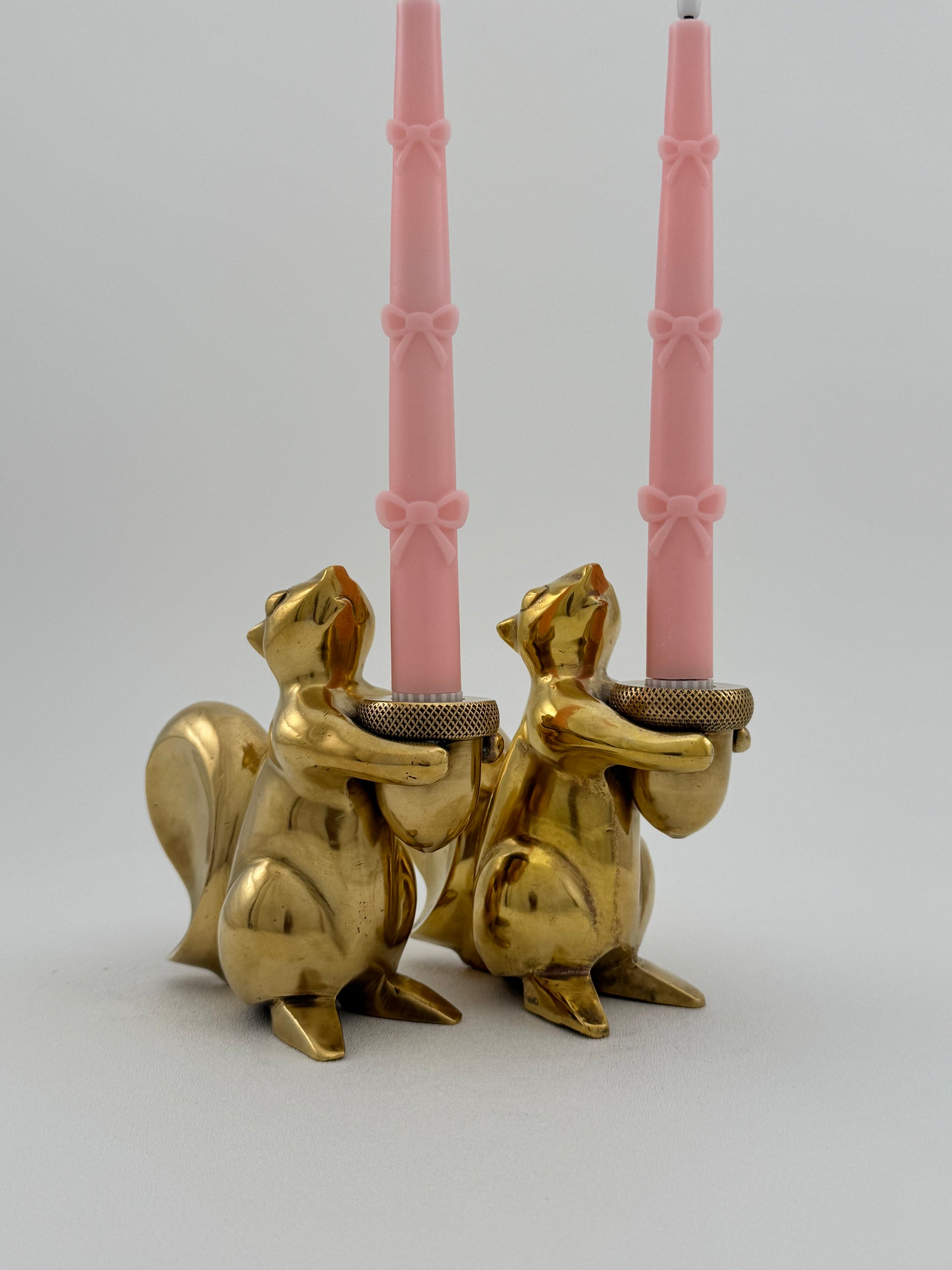 Bronze Squirrel Candleholders-A Pair