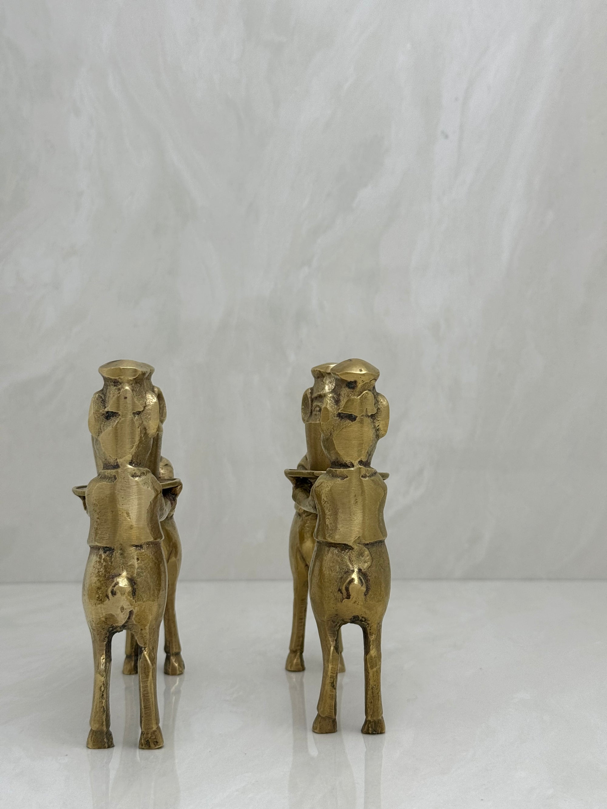 Vintage Bronze Pig Chef Candleholders-A Pair